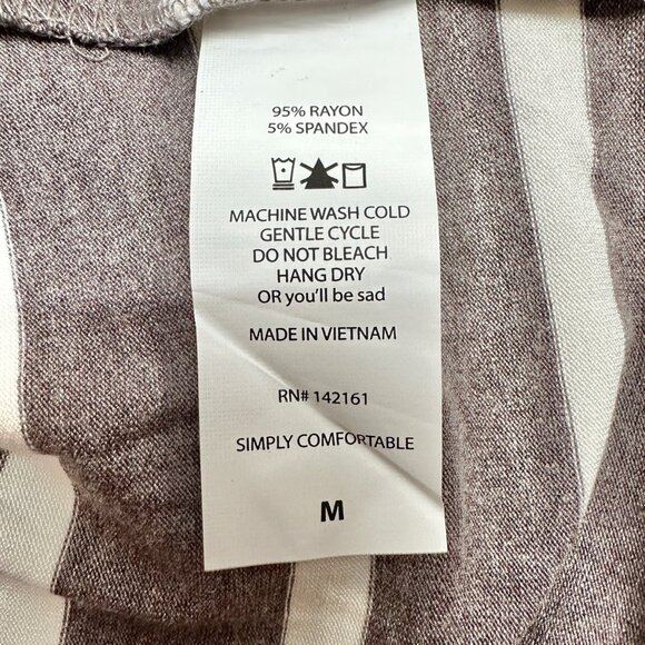 LuLaRoe Retired Julia Dress M Heathered Brown and White Striped SS Form Fit NWT - Picture 5 of 8